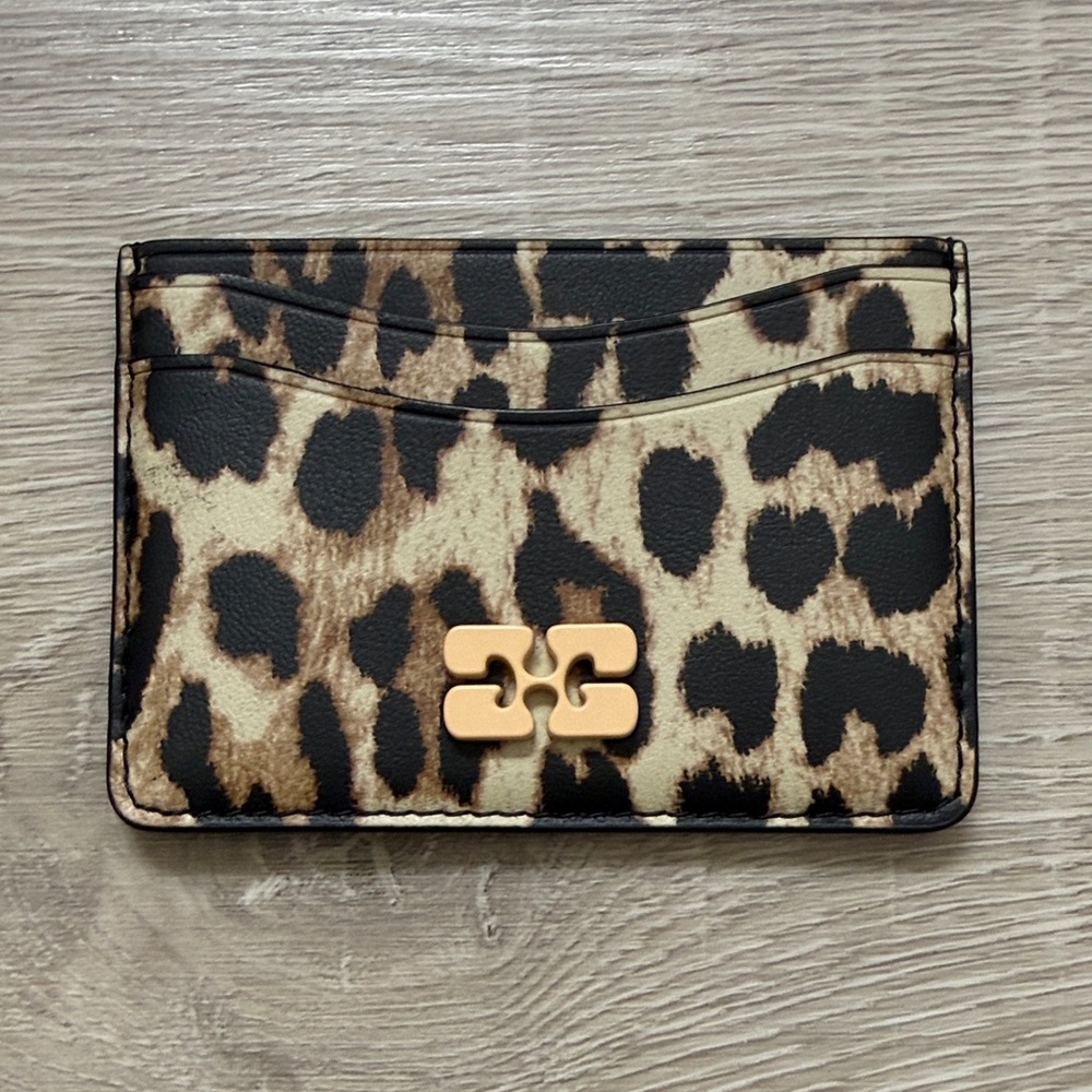Ganni Leopard Print Card Holder